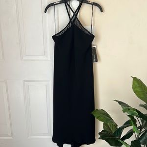Jones New York Cross Halter Y2K 90s black Cocktail Vintage Dress Size 12 NWT